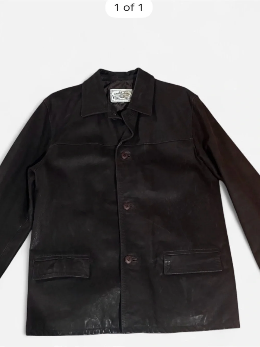 Vera Pelle Dark Brown Leather Button-Front Jacket